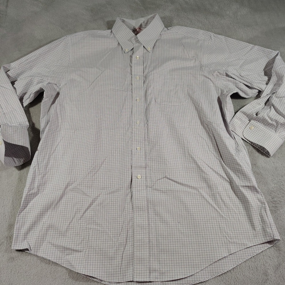 Brooks Brothers Madison Dress Shirt Men 17.5-34 Blue Check City Classic Work